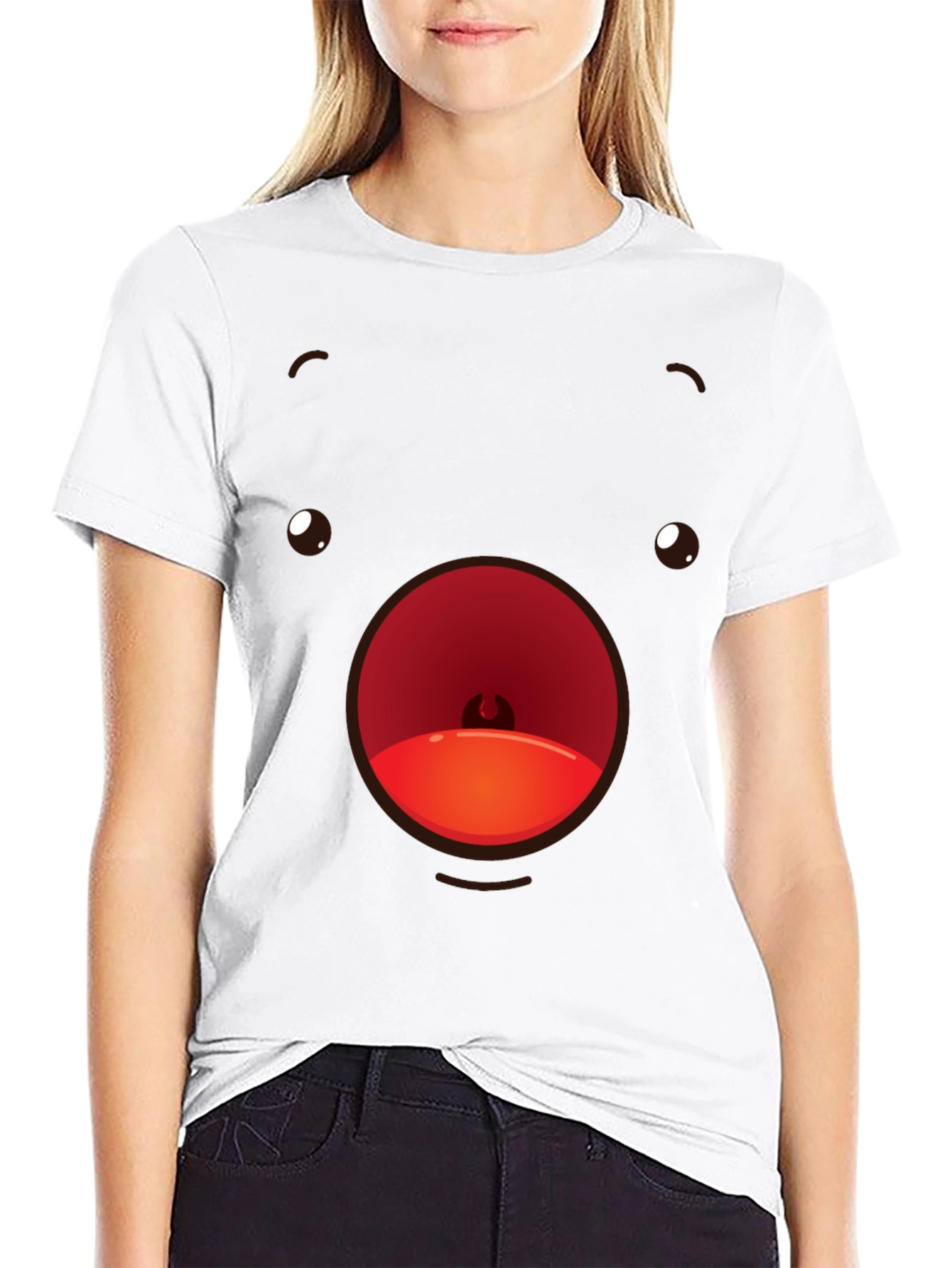 Black Funny Face T-Shirt Black Crew Neck Soft Cotton view 9