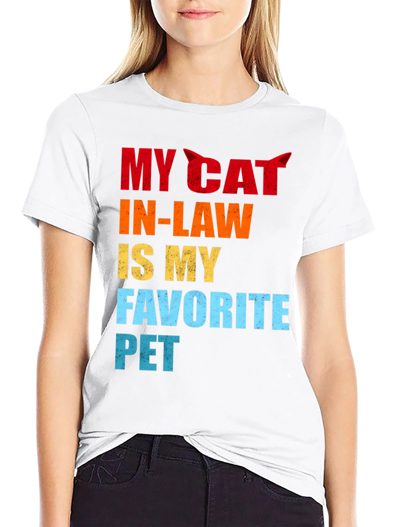 Black My Cat In-Law Favorite Pet Graphic T-Shirt view 9