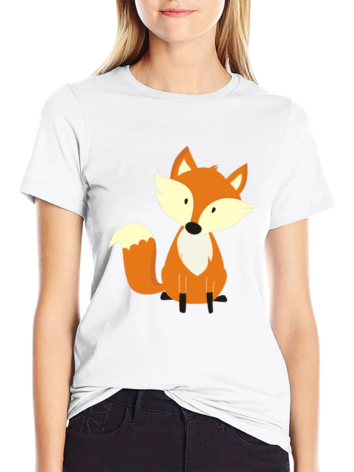 Black Cute Fox Graphic Tee - Soft Black T-Shirt view 9