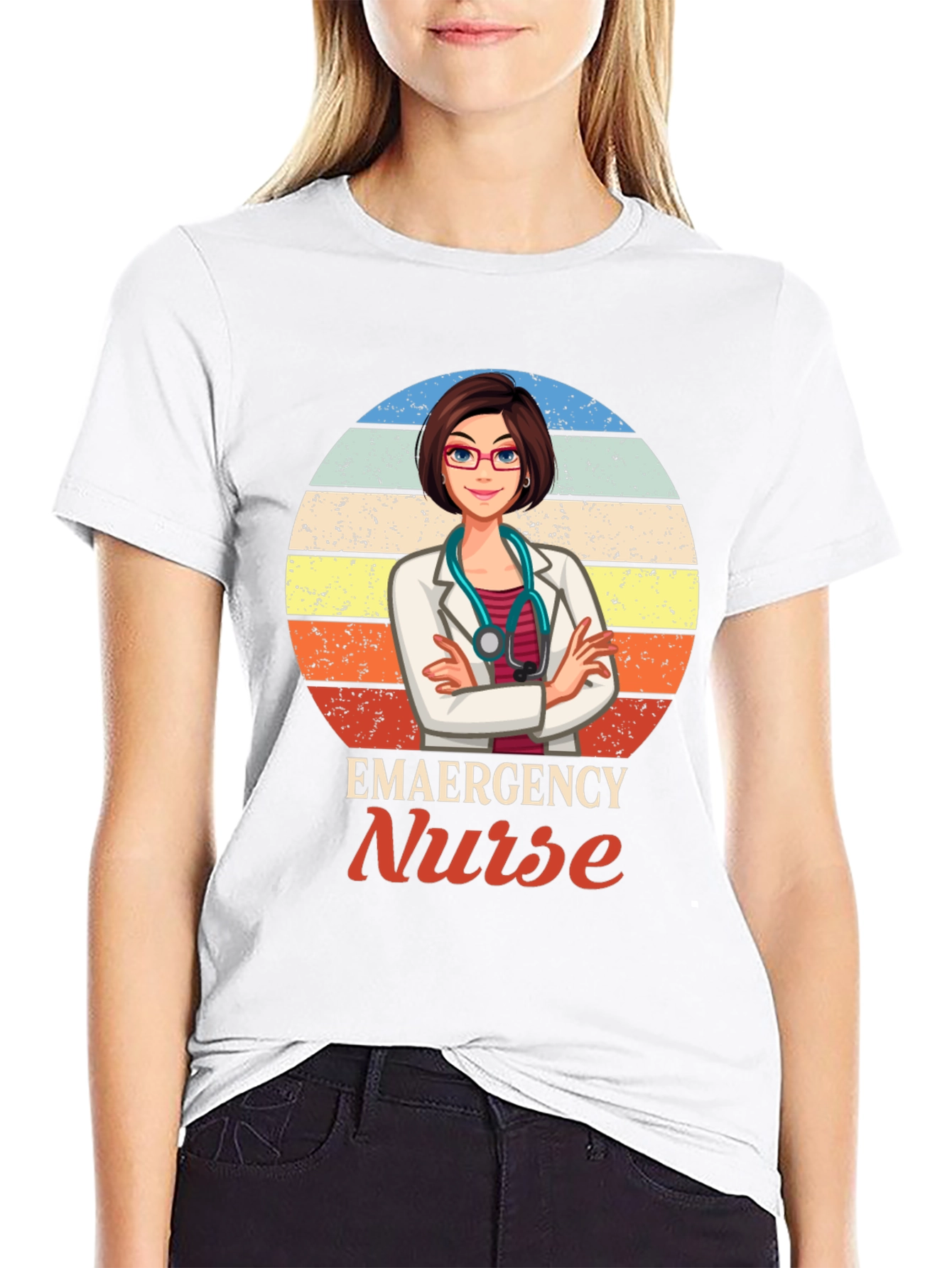 Black Emergency Nurse Graphic T-Shirt view 9