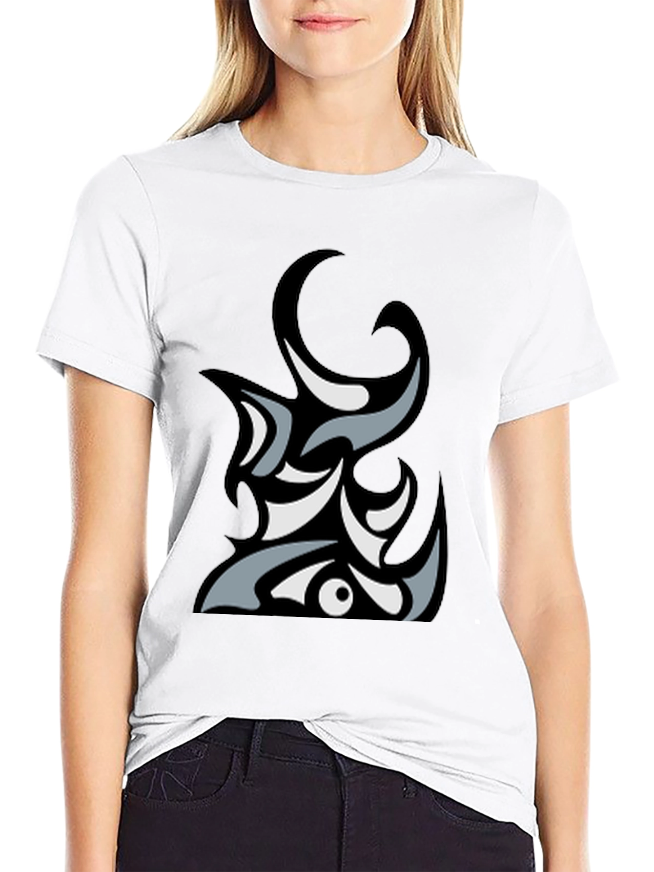 Black Abstract Tribal Graphic Black T-Shirt view 9