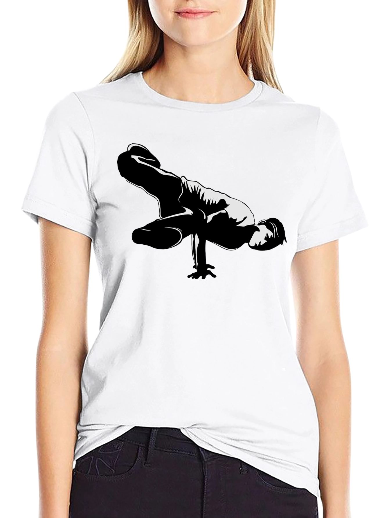 Black Cool Breakdance Pose Graphic T-Shirt - Black view 9