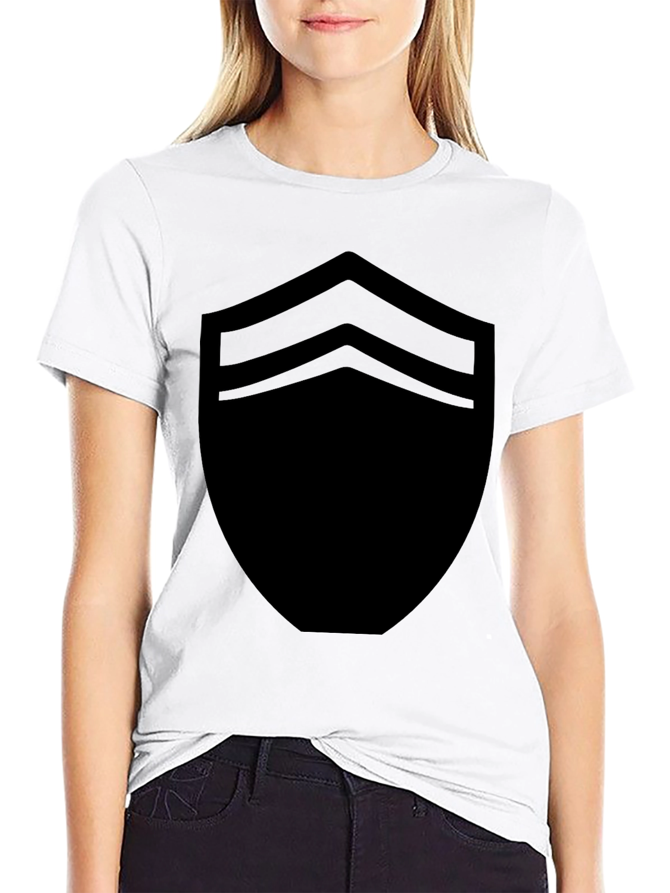 Black Stylish Black Shield Graphic Tee - Modern Casual Wear view 9