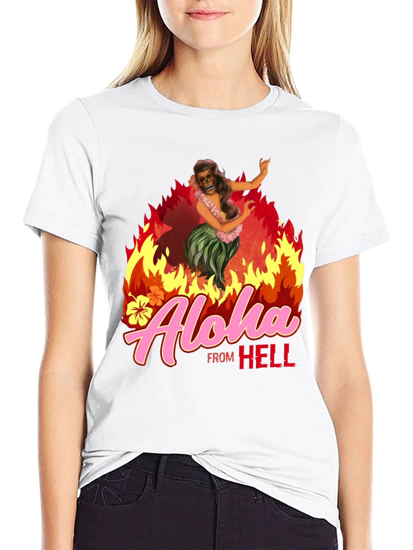 Black Aloha From Hell Graphic T-Shirt view 9