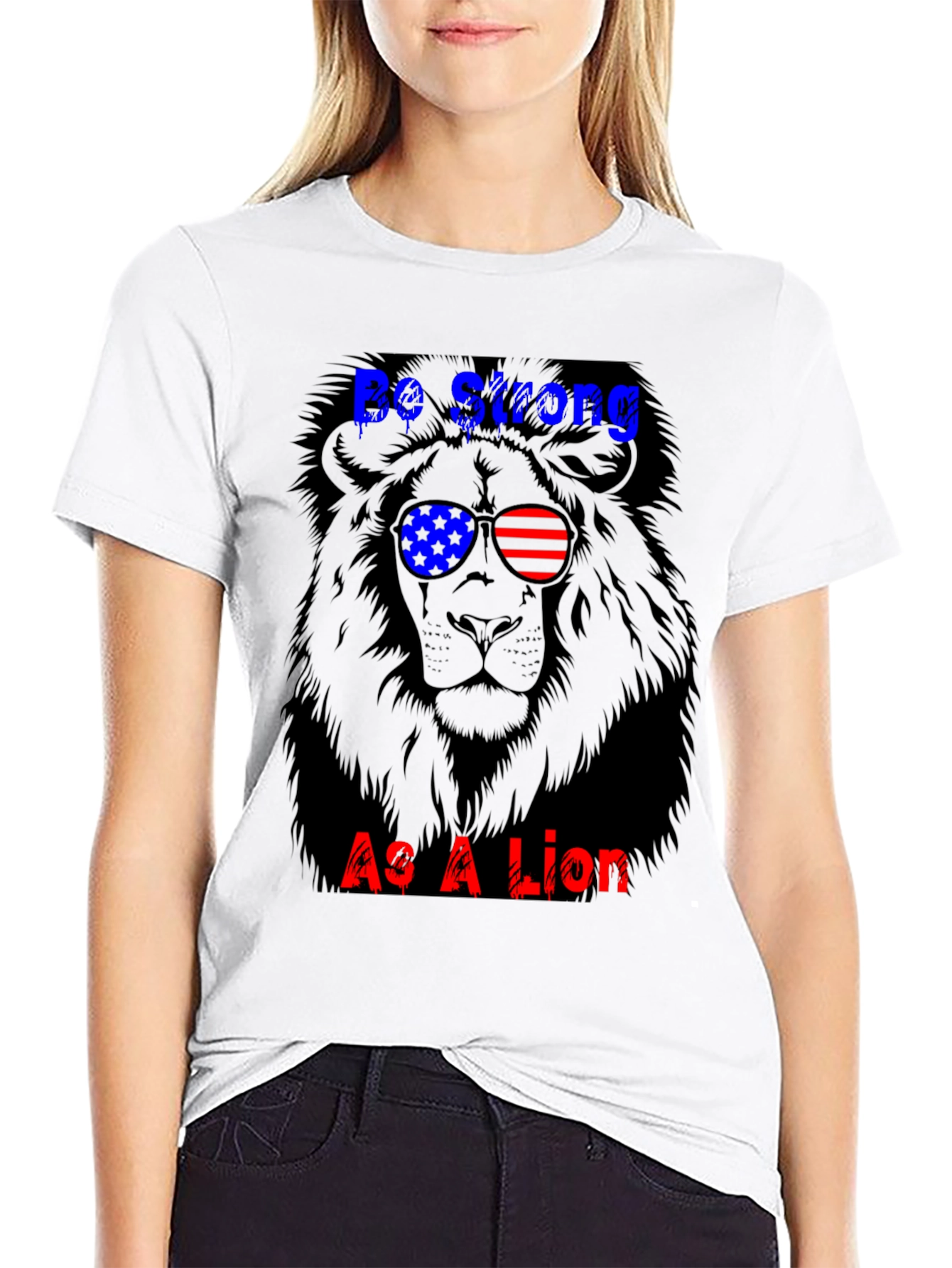 Black Be Strong Lion Graphic Tee view 9