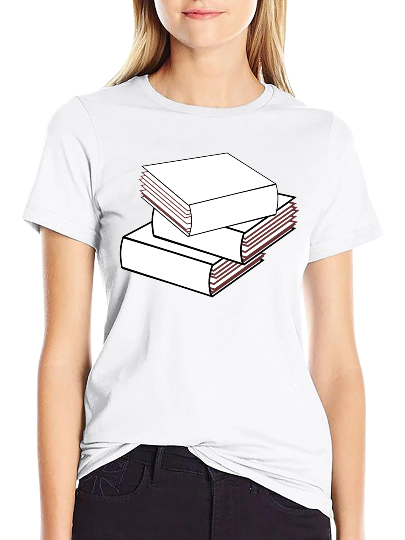 Black Stacked Books Graphic T-Shirt - Black view 9