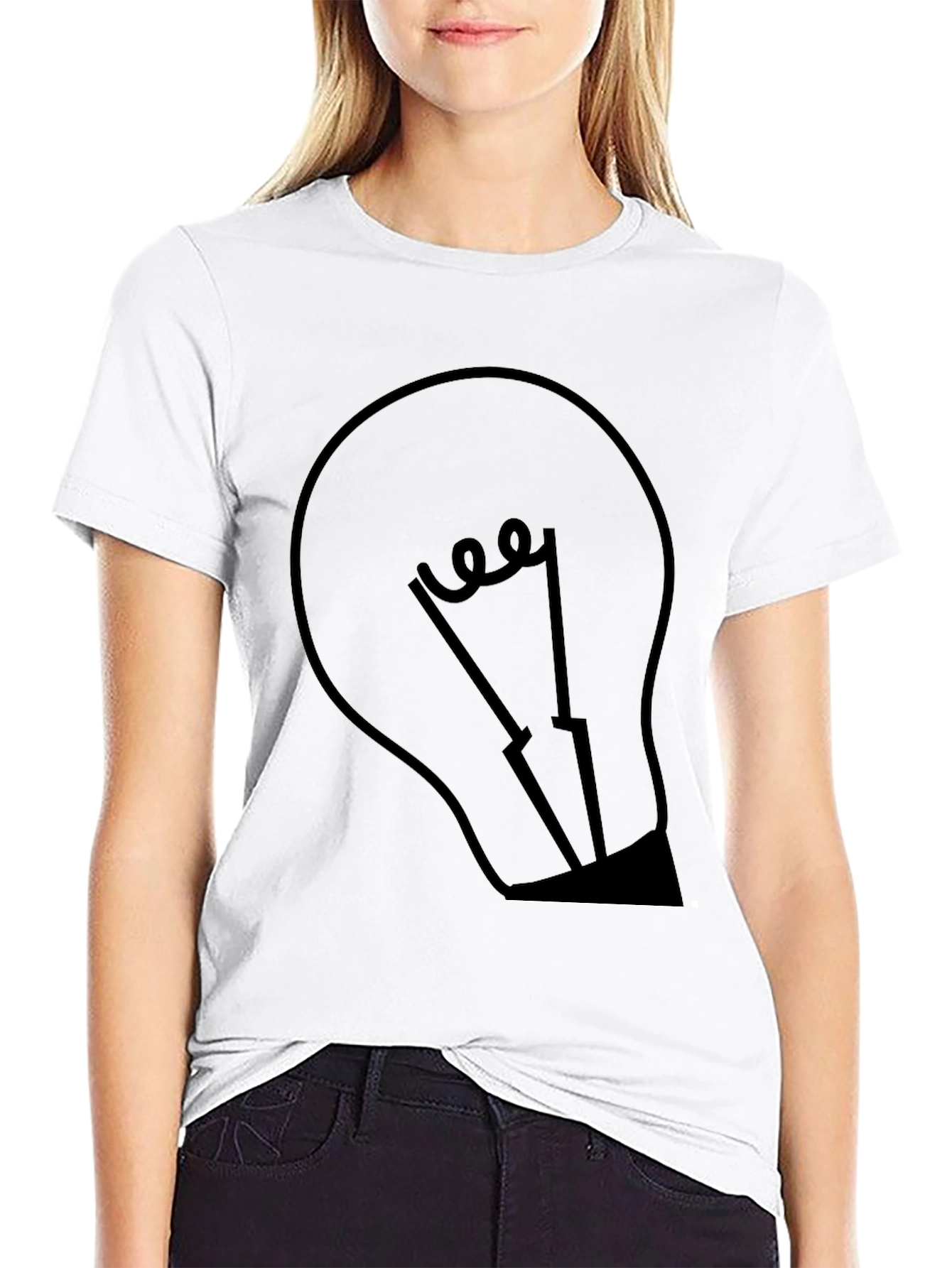 Black Men's Black Graphic Tee - Light Bulb Design view 9