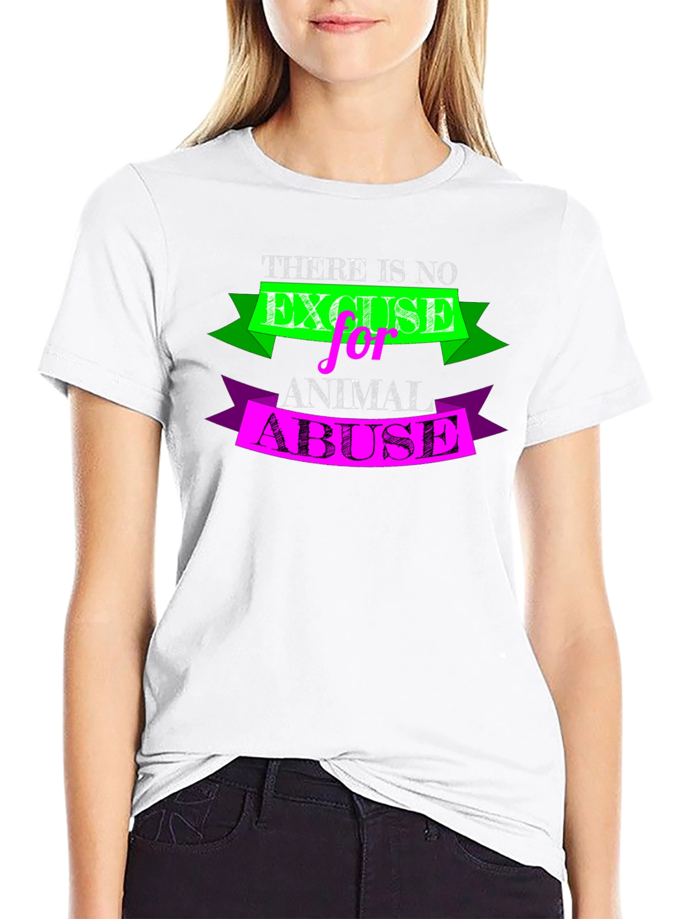Black Animal Abuse Awareness Black T-Shirt view 9