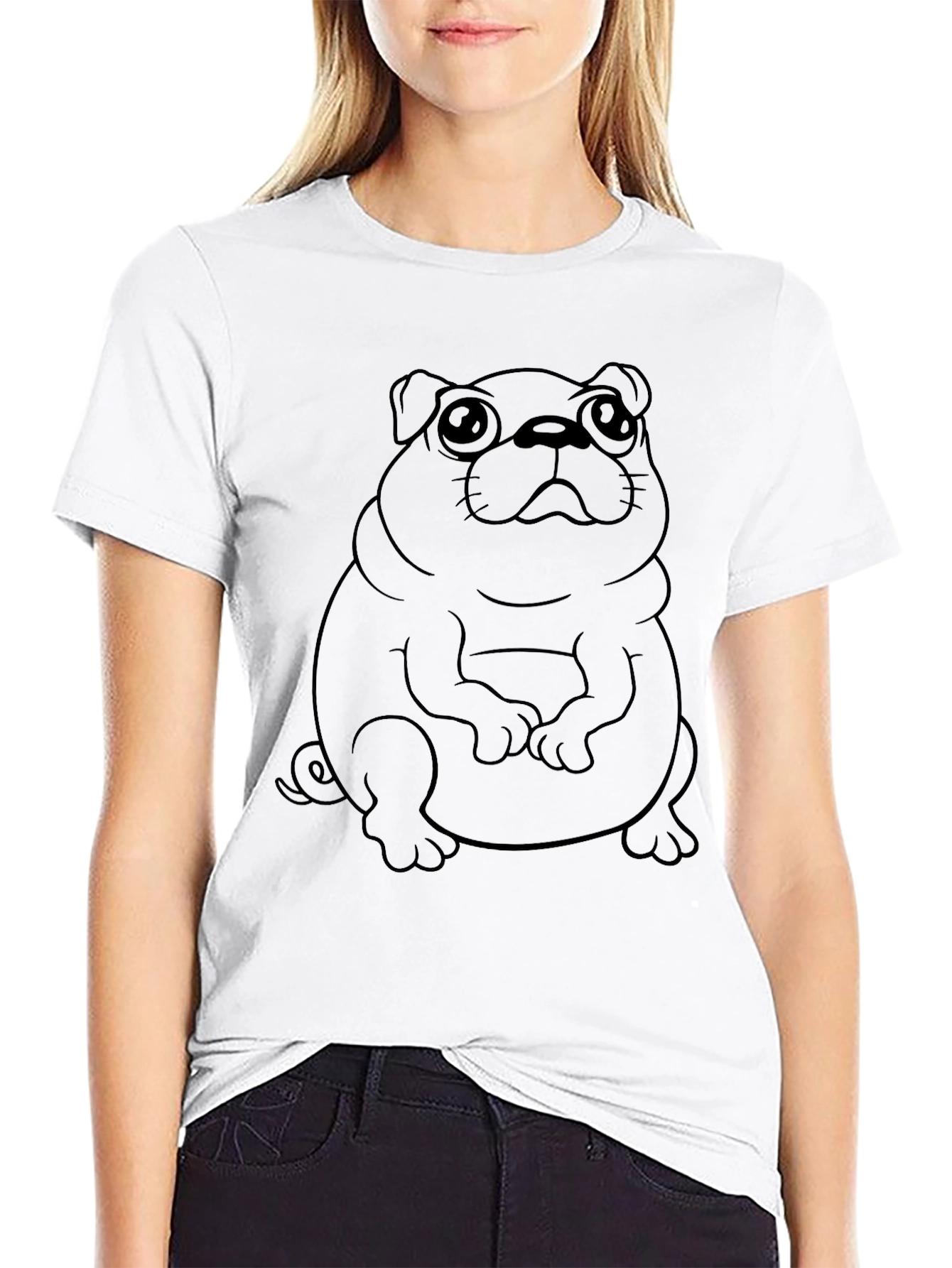 Black Men's Black Pug Graphic T-Shirt view 9
