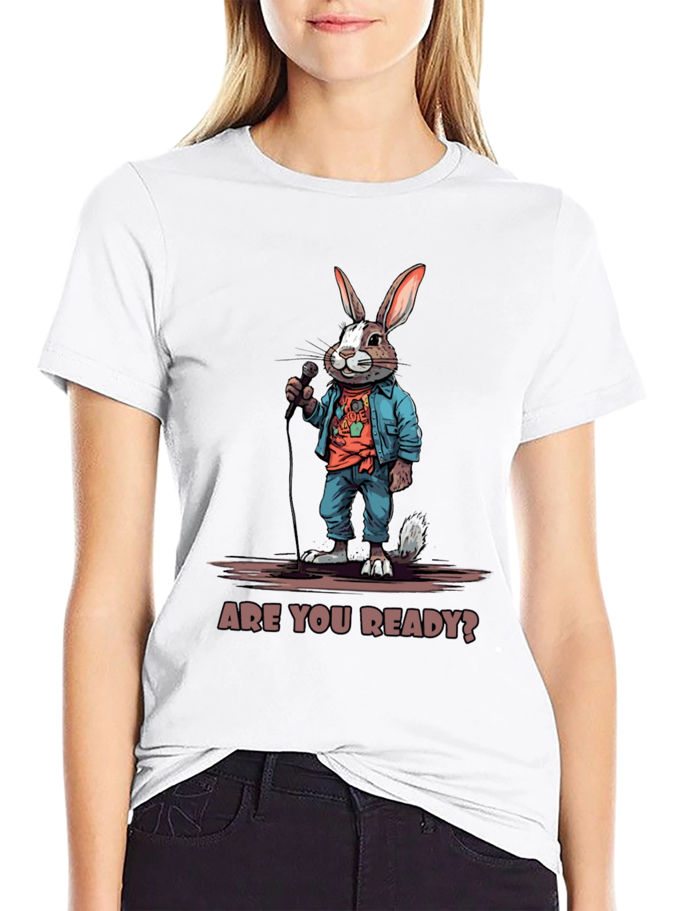 Black Are You Ready? Bunny Graphic T-Shirt view 9