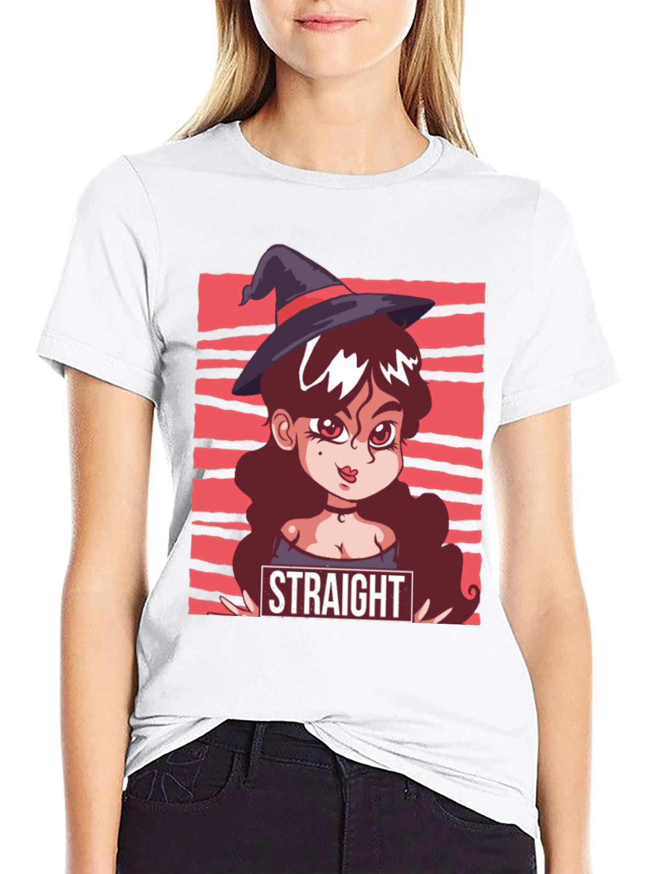 Black Straight Witch T-Shirt - Graphic Tee view 9