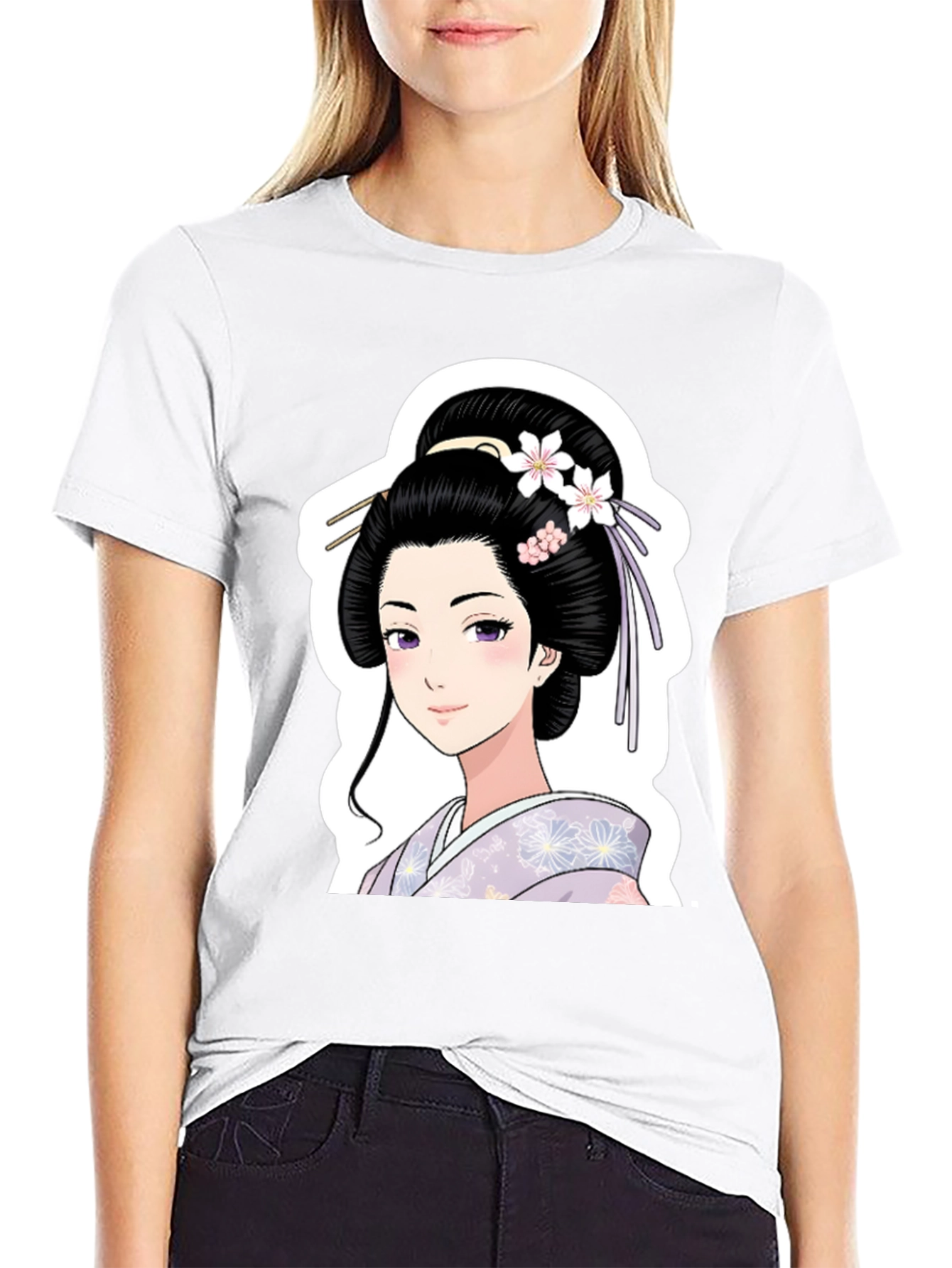 Black Geisha Graphic Black T-Shirt view 9