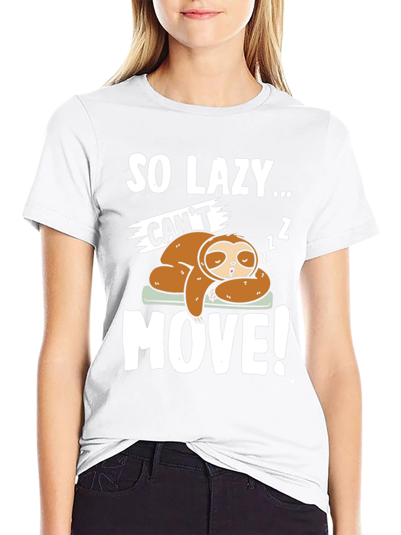 Black So Lazy Sloth Graphic Tee - Funny Sleep T-Shirt view 9
