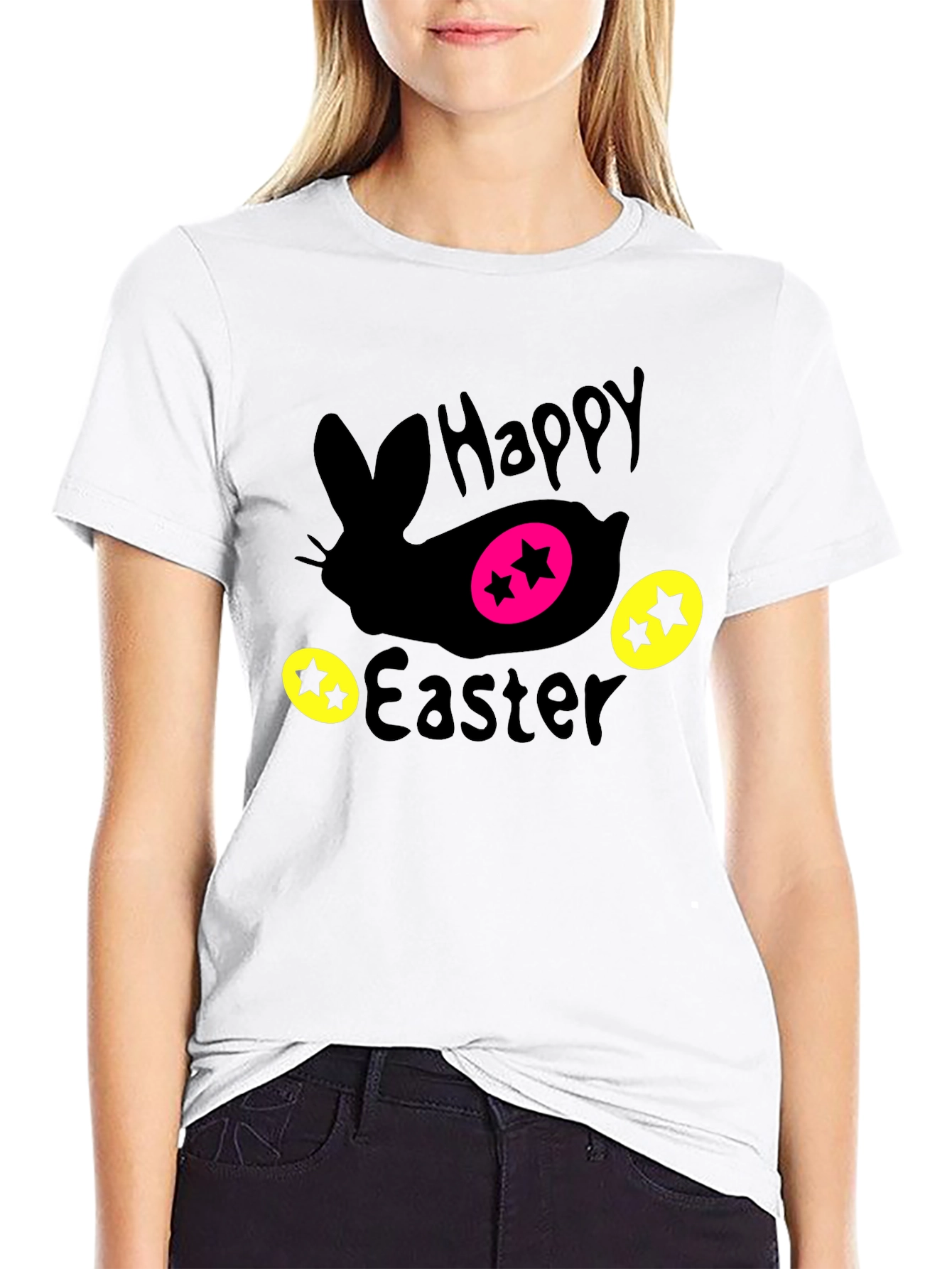 Black Happy Easter Bunny T-Shirt view 9