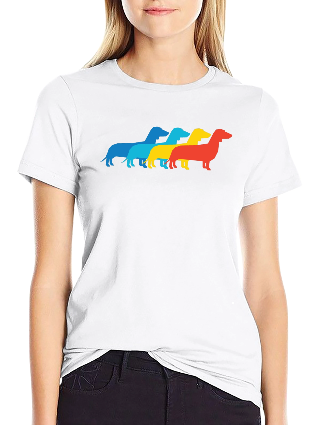 Black Retro Dachshund T-Shirt - Pop Art Wiener Dog Tee view 9