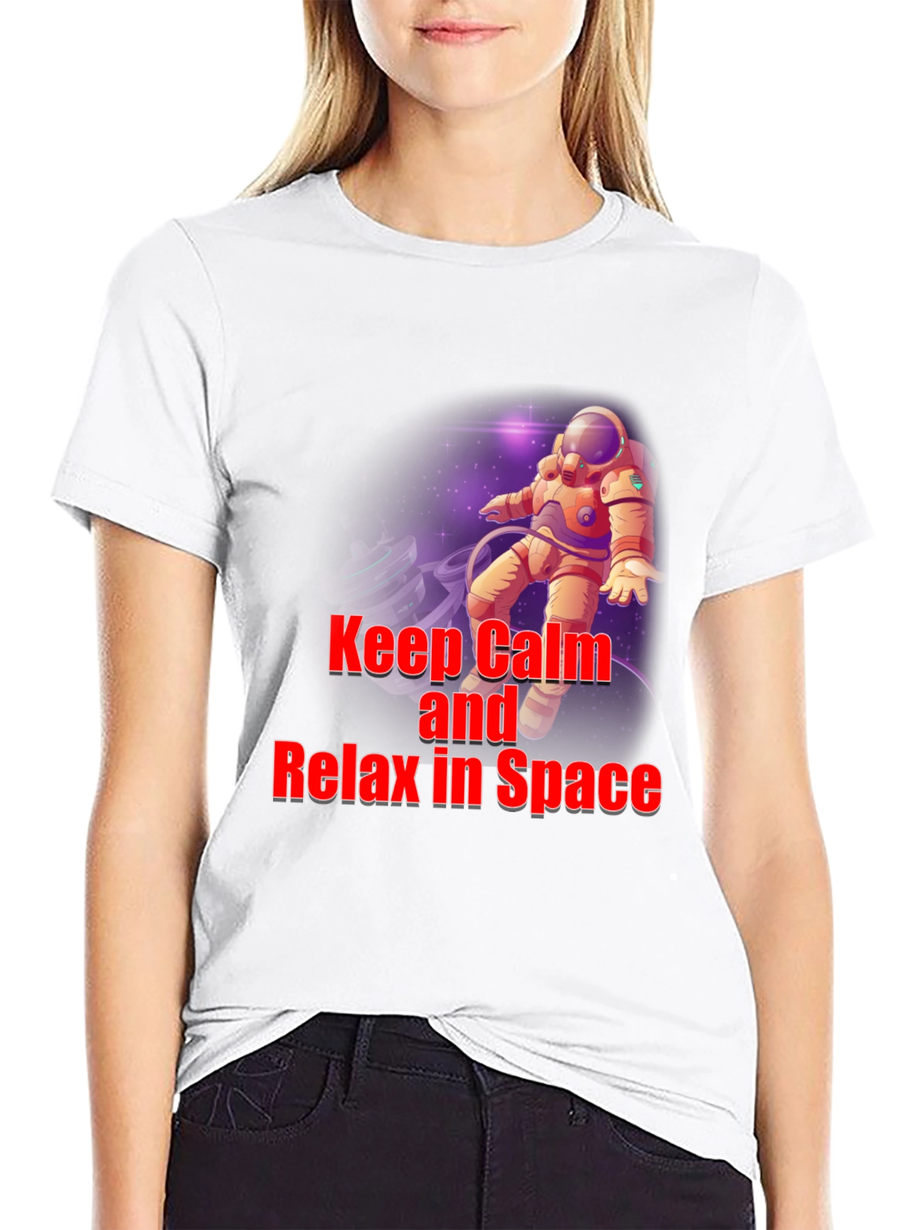Black Keep Calm Astronaut T-Shirt - Space Design view 9