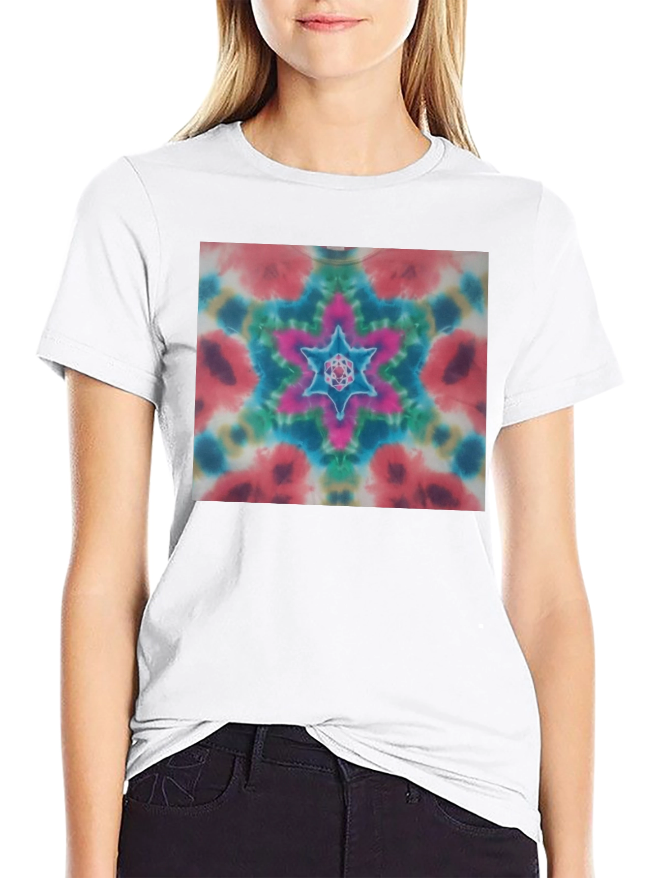 Black Colorful Tie-Dye Starburst Graphic Tee - Unisex view 9