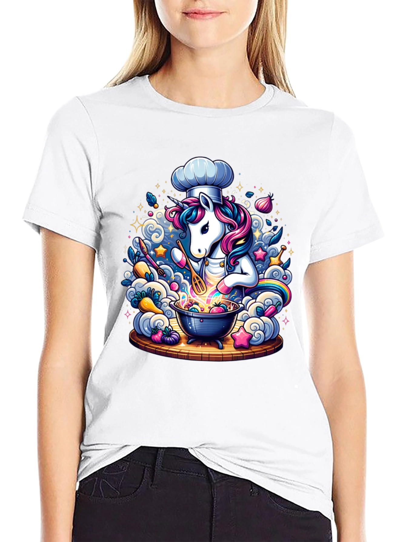 Black Unicorn Chef Graphic Tee - Black Cotton Comfort view 9