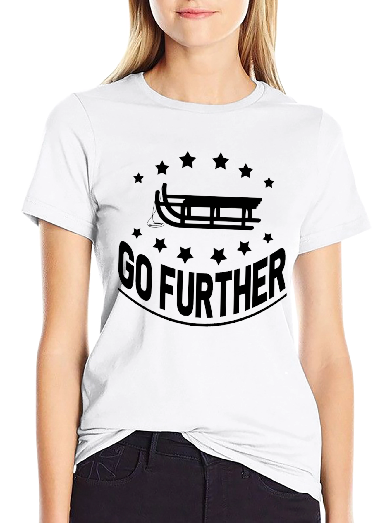 Black Go Further Sled Graphic Tee - Black Cotton T-Shirt view 9