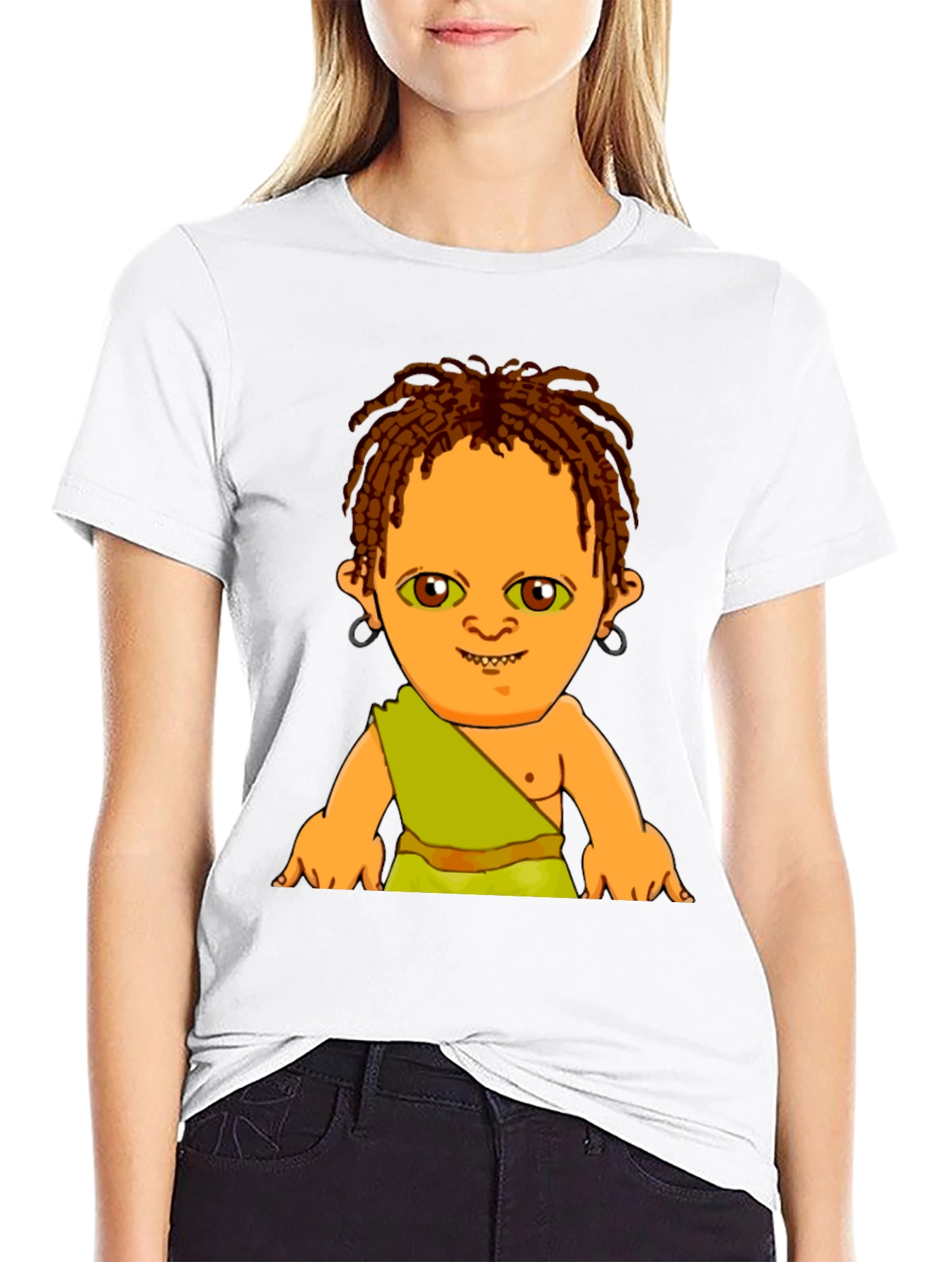 Black Cartoon Character Print Black T-Shirt view 9