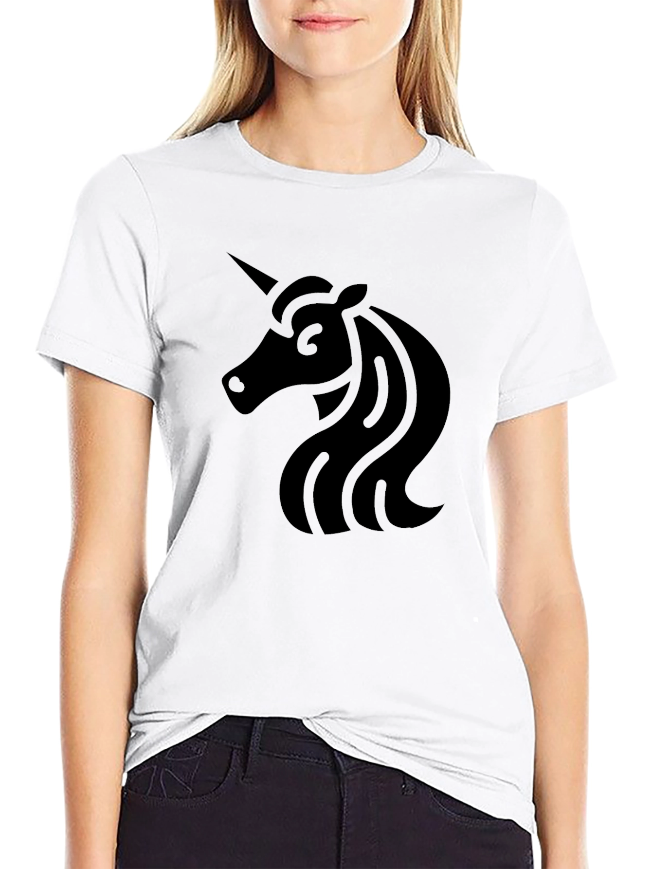 Black Unicorn Graphic T-Shirt - Solid Black Tee view 9