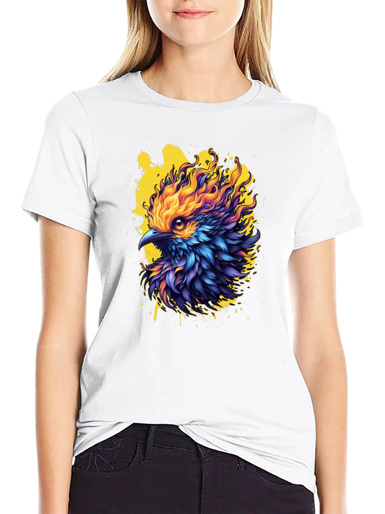 Black Fiery Phoenix Graphic Tee - Bold Statement Shirt view 9