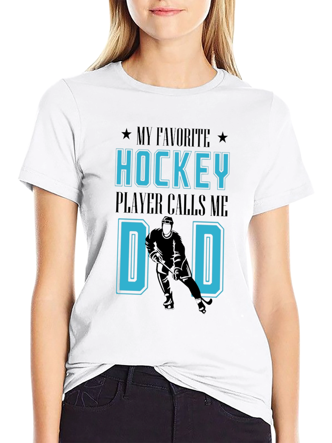 Black Hockey Dad T-Shirt: My Favorite Player Calls Me Dad view 9