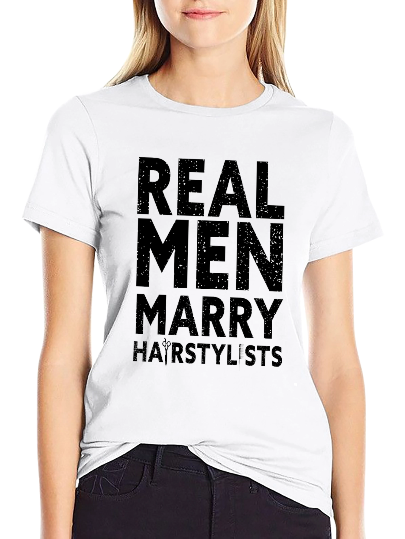 Black Real Men Marry Hair Stylists Black Graphic T-Shirt view 9