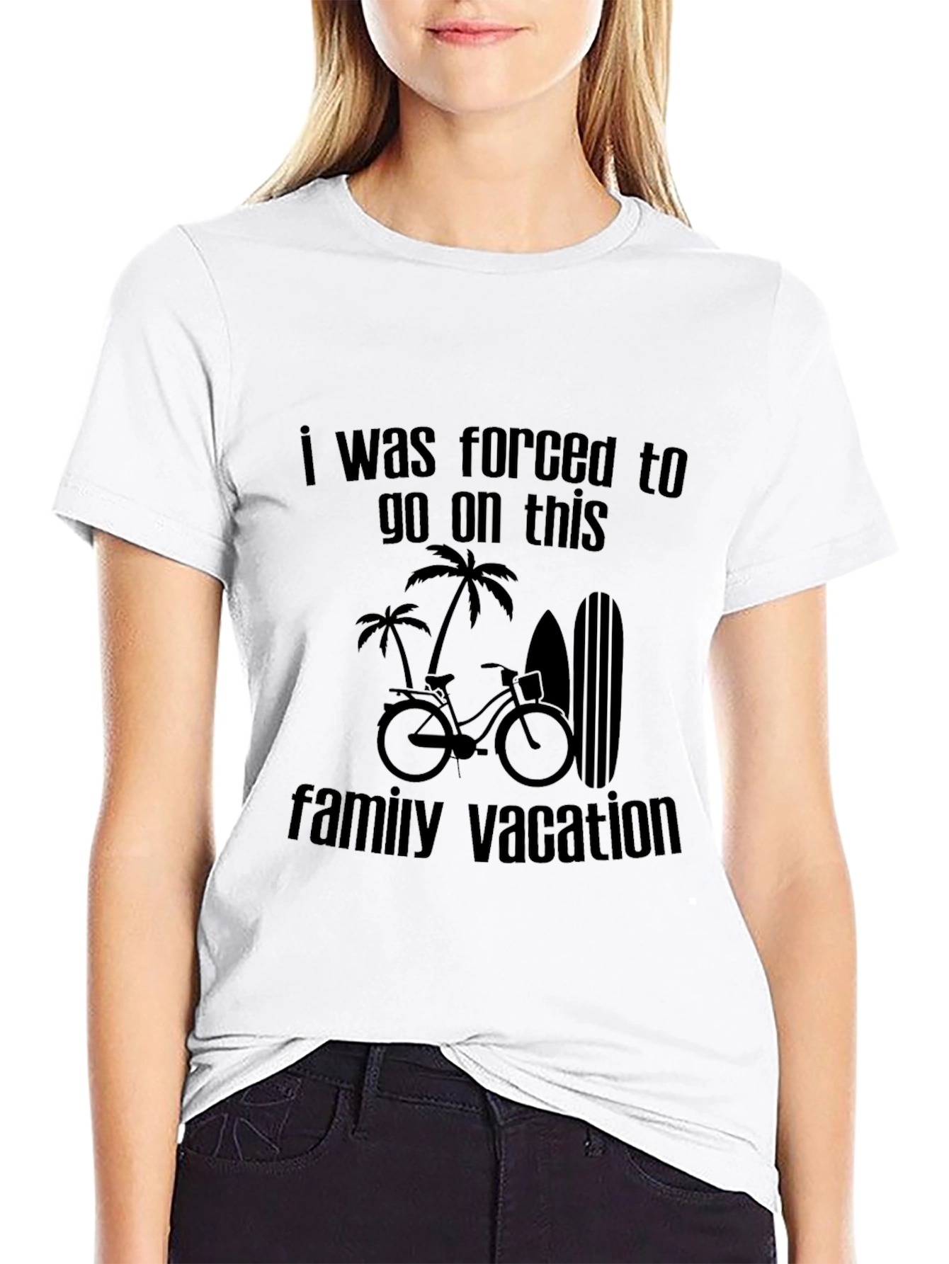 Black Funny Vacation Tee - I Was Forced To Go On This view 9