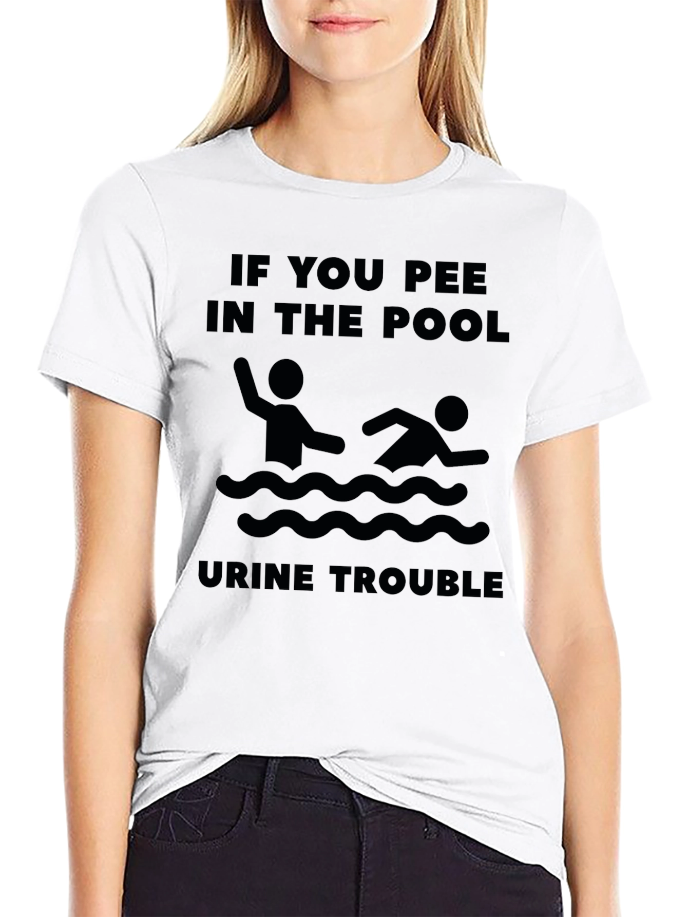 Black Funny "If You Pee in the Pool" Graphic Tee view 9