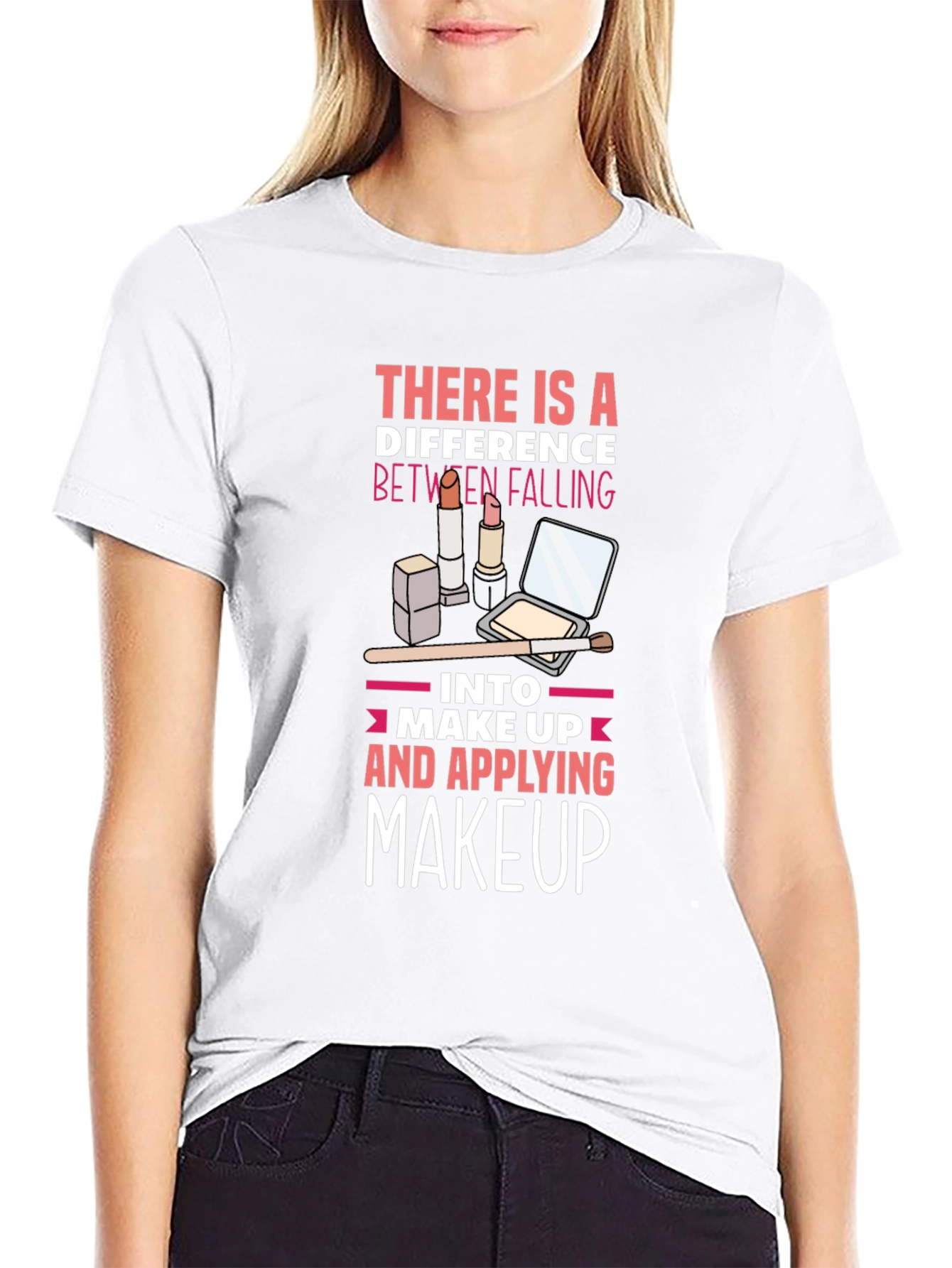 Black Makeup Lover's Tee: Falling vs Applying view 9