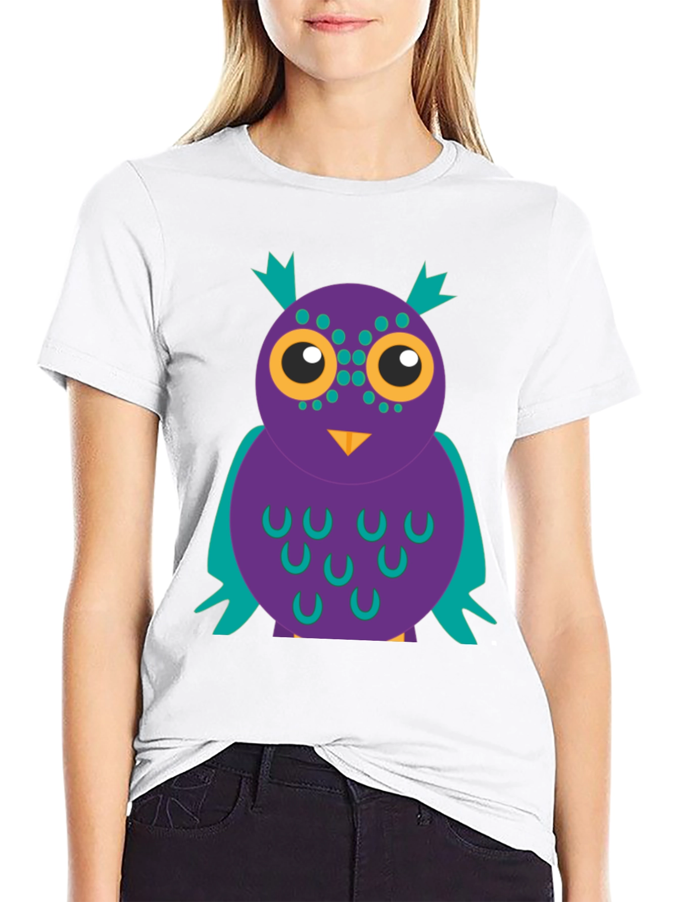 Black Funky Owl Graphic Tee - Black Cotton T-Shirt view 9