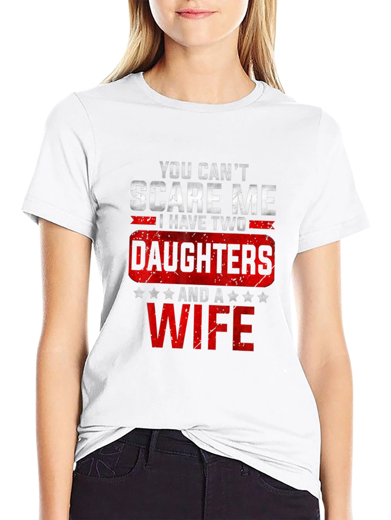 Black Funny Dad T-Shirt - Daughters & Wife view 9