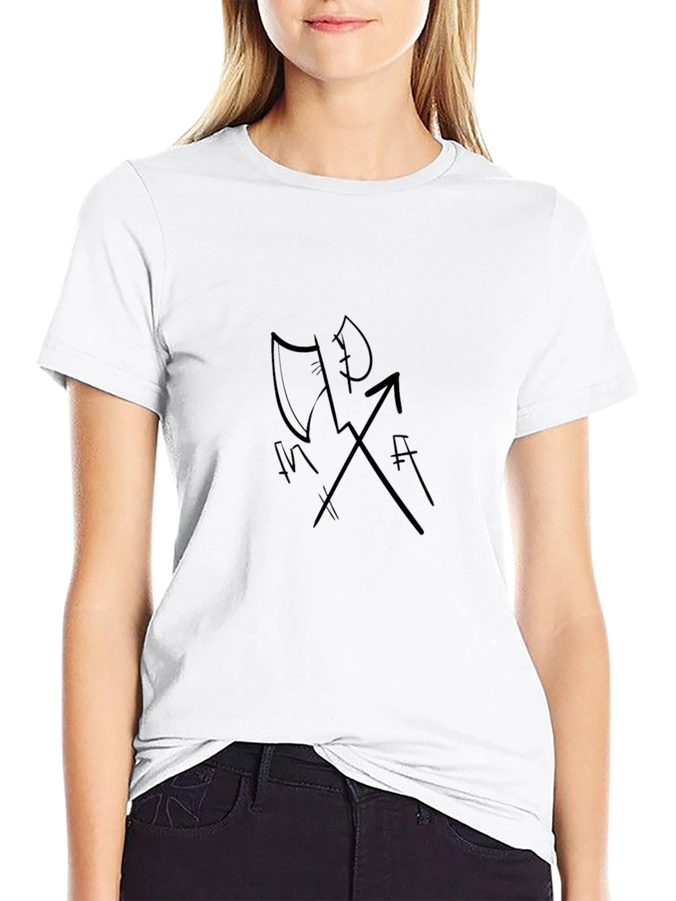 Black Men's Black Graphic Tee - Axe Arrow Design view 9