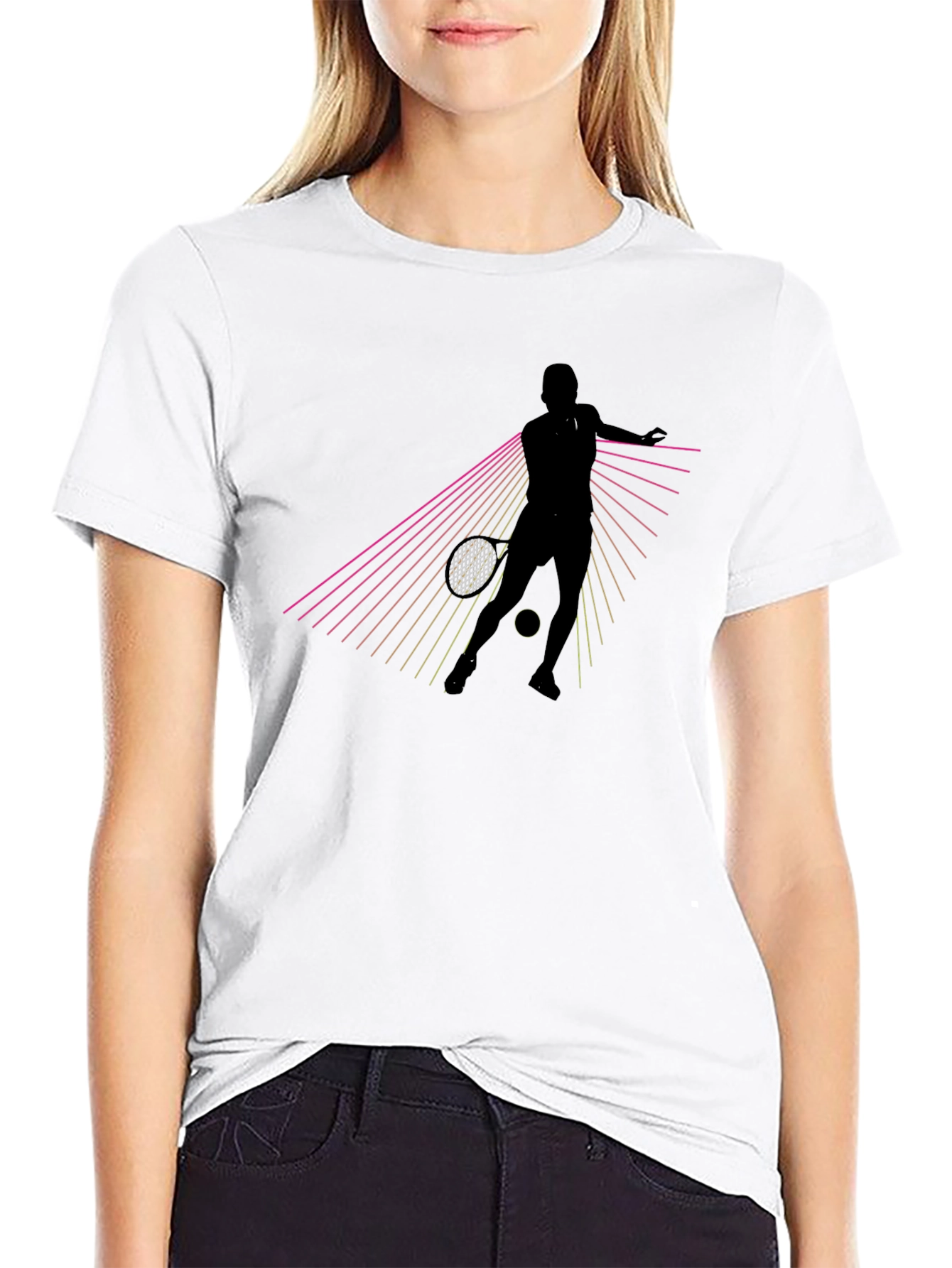 Black Tennis Player Graphic Tee - Retro Style view 9