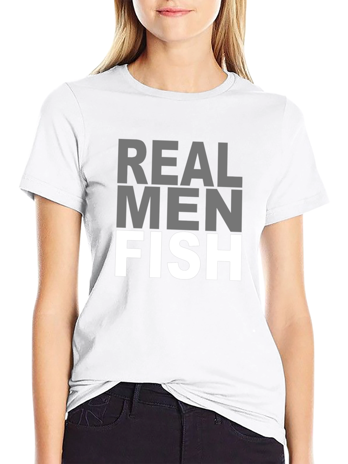 Black Real Men Fish Graphic T-Shirt view 9