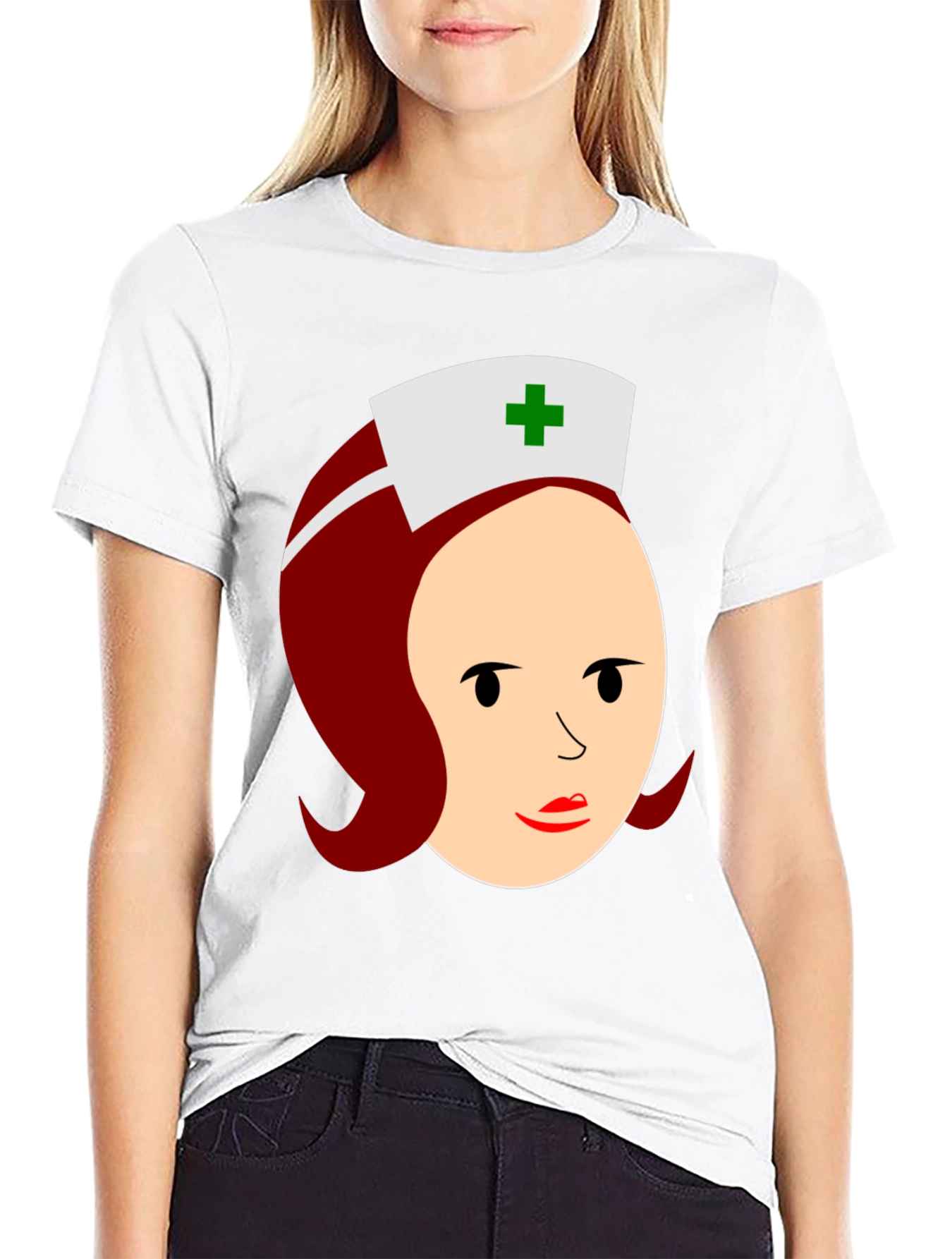 Black Cartoon Nurse Graphic T-Shirt view 9