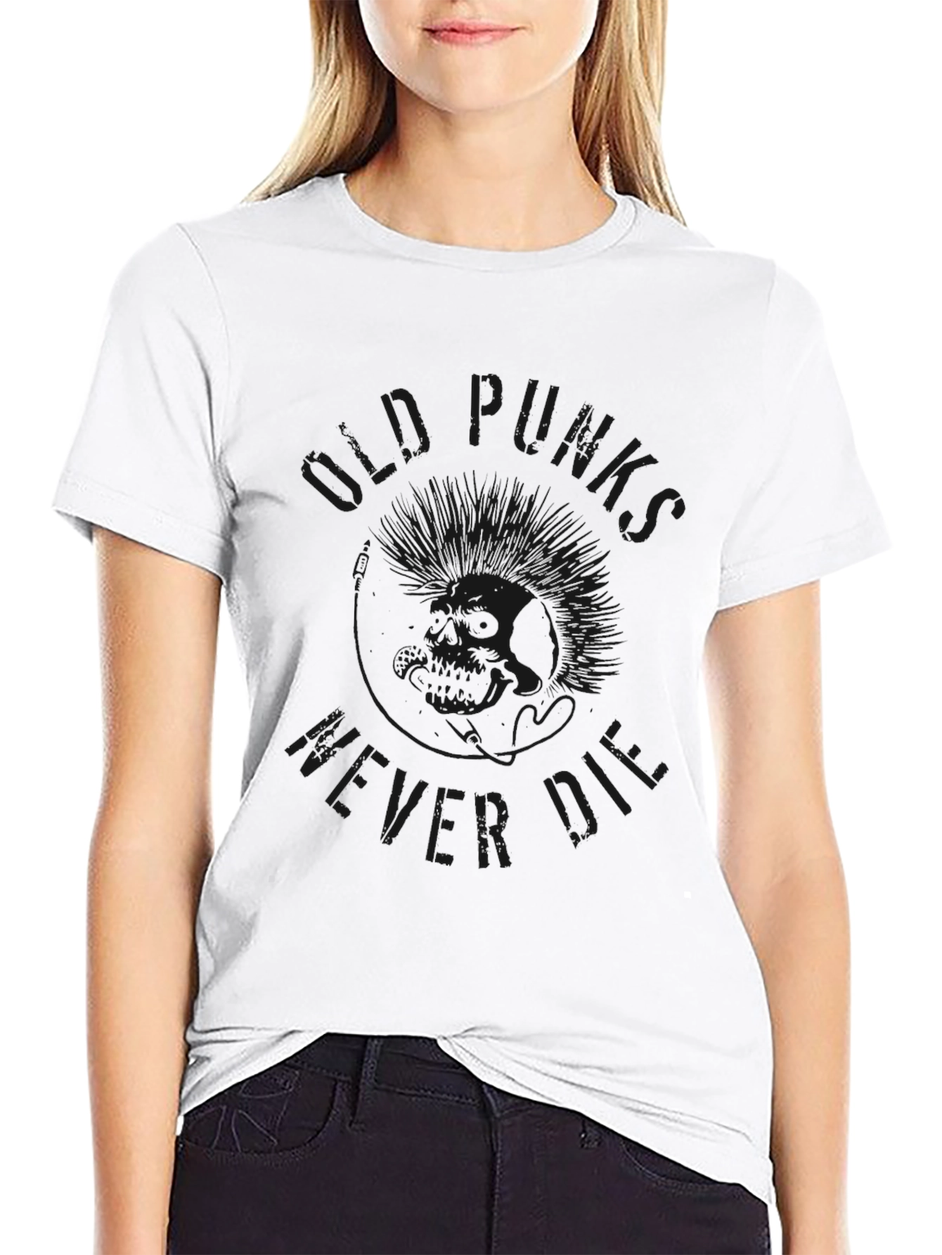 Black Black Punk Never Die Graphic Tee view 9