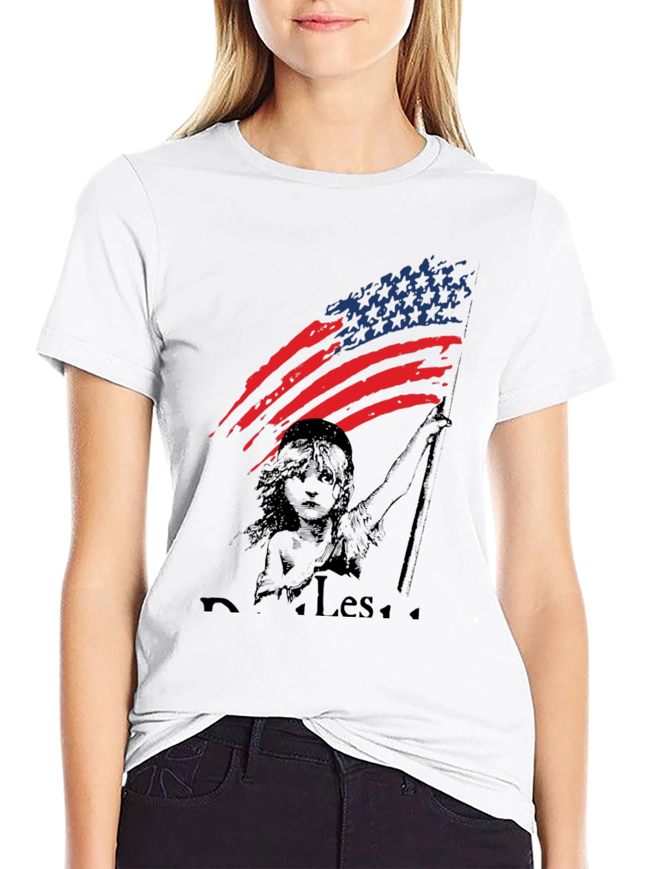 Black Liberty American Flag Graphic T-Shirt view 9