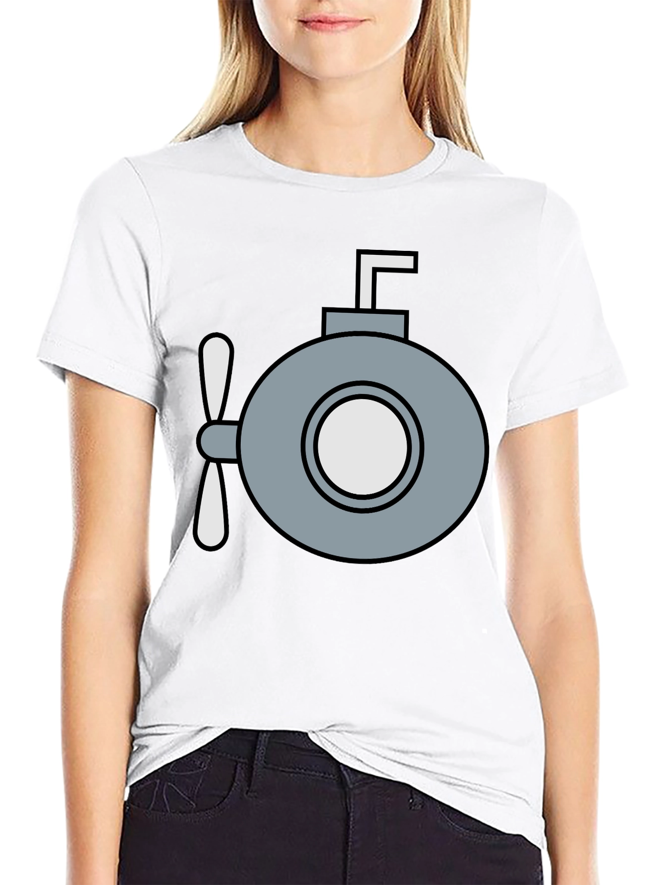 Black Submarine Graphic T-Shirt - Quirky Navy Style view 9