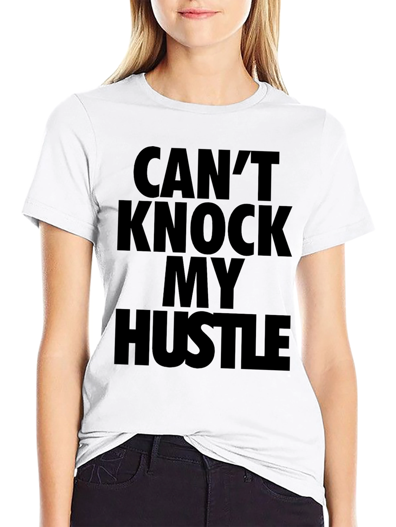 Black Can't Knock My Hustle Black Graphic T-Shirt view 9