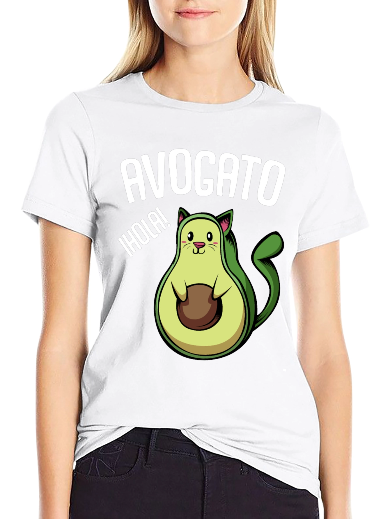 Black Avogato T-Shirt - Funny Avocado Cat Tee view 9
