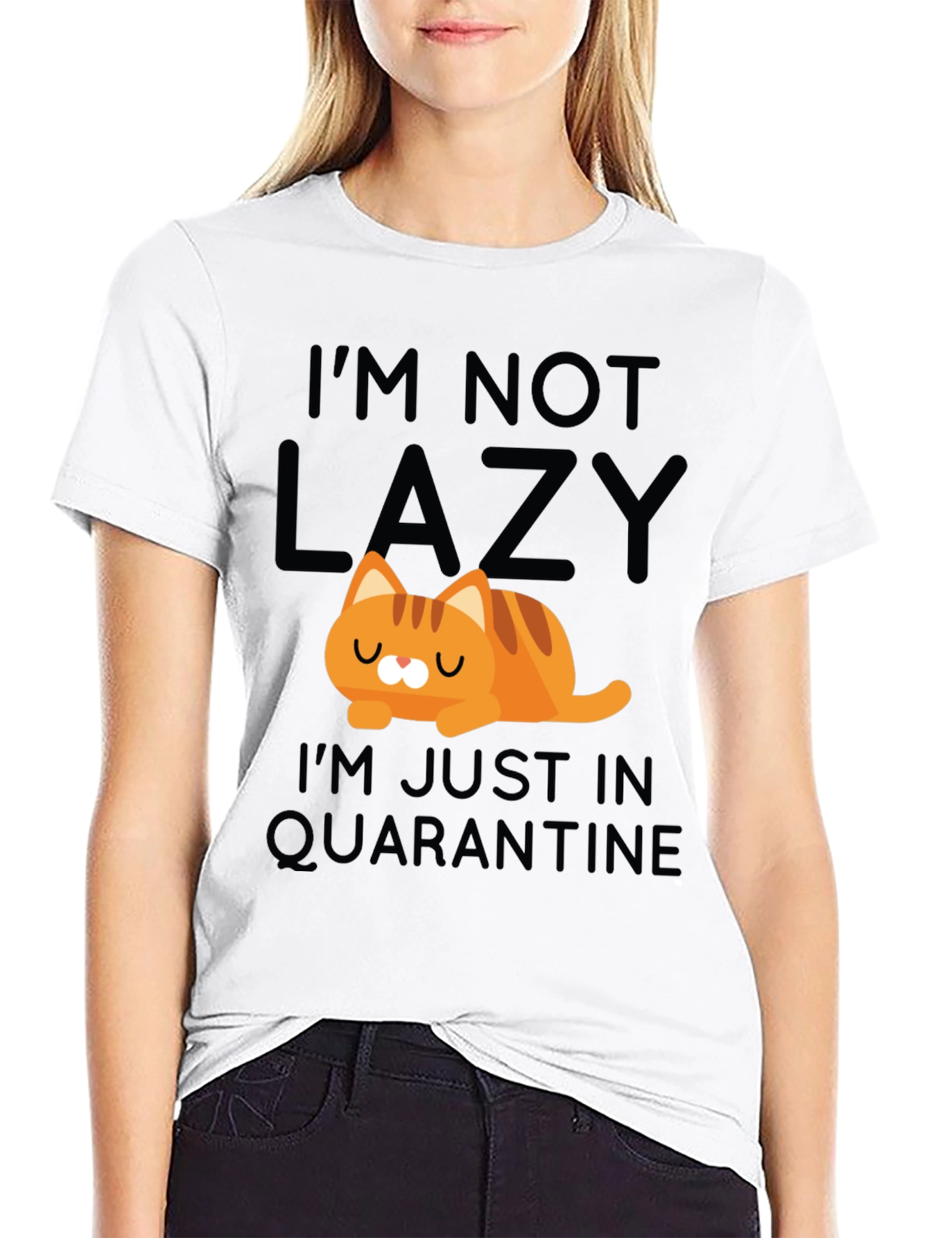 Black Funny Cat Quarantine T-Shirt view 9