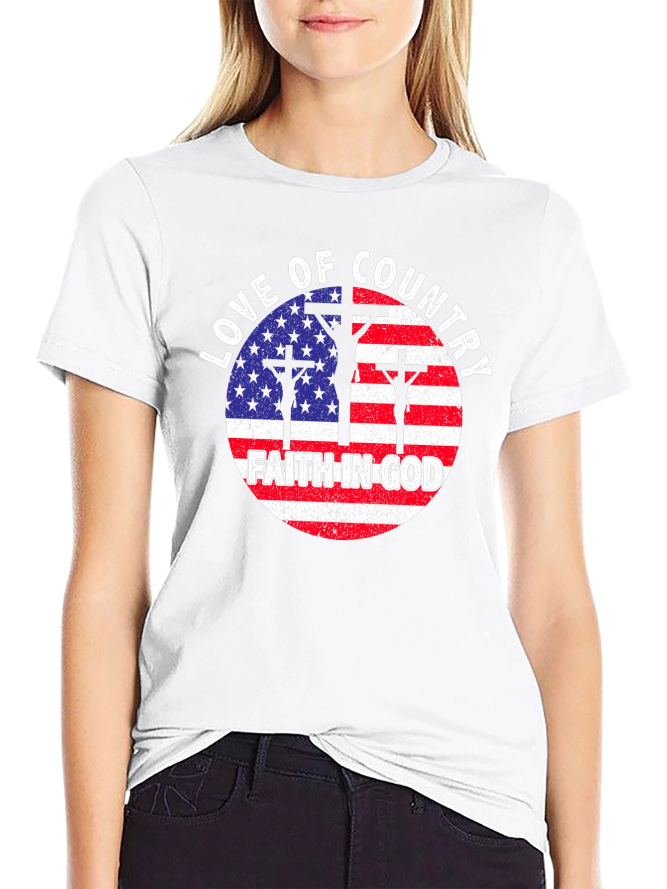 Black Patriotic Faith T-Shirt: Love of Country, Faith in God view 9