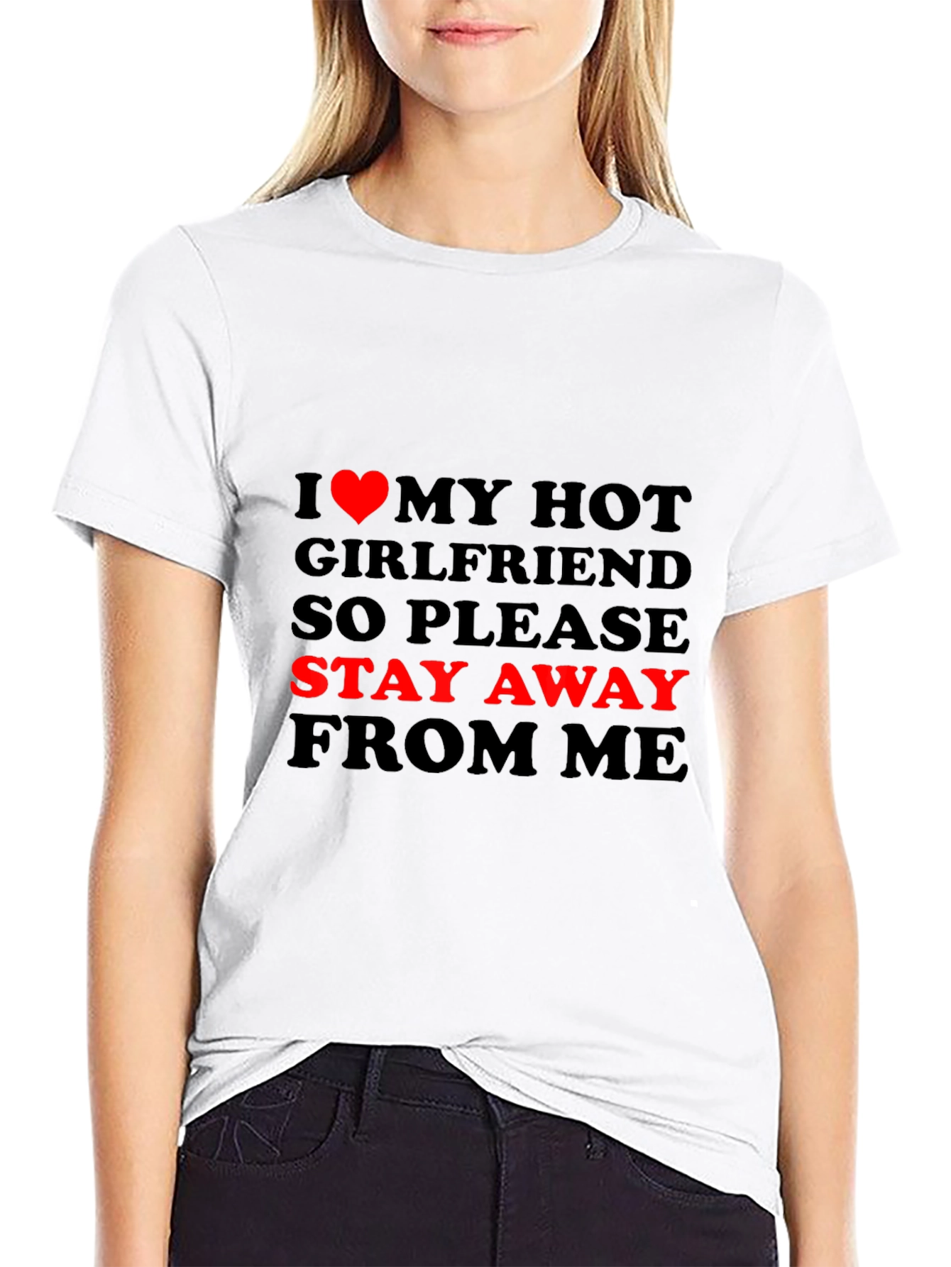 Black I Love My Hot Girlfriend Funny Graphic T-Shirt view 9