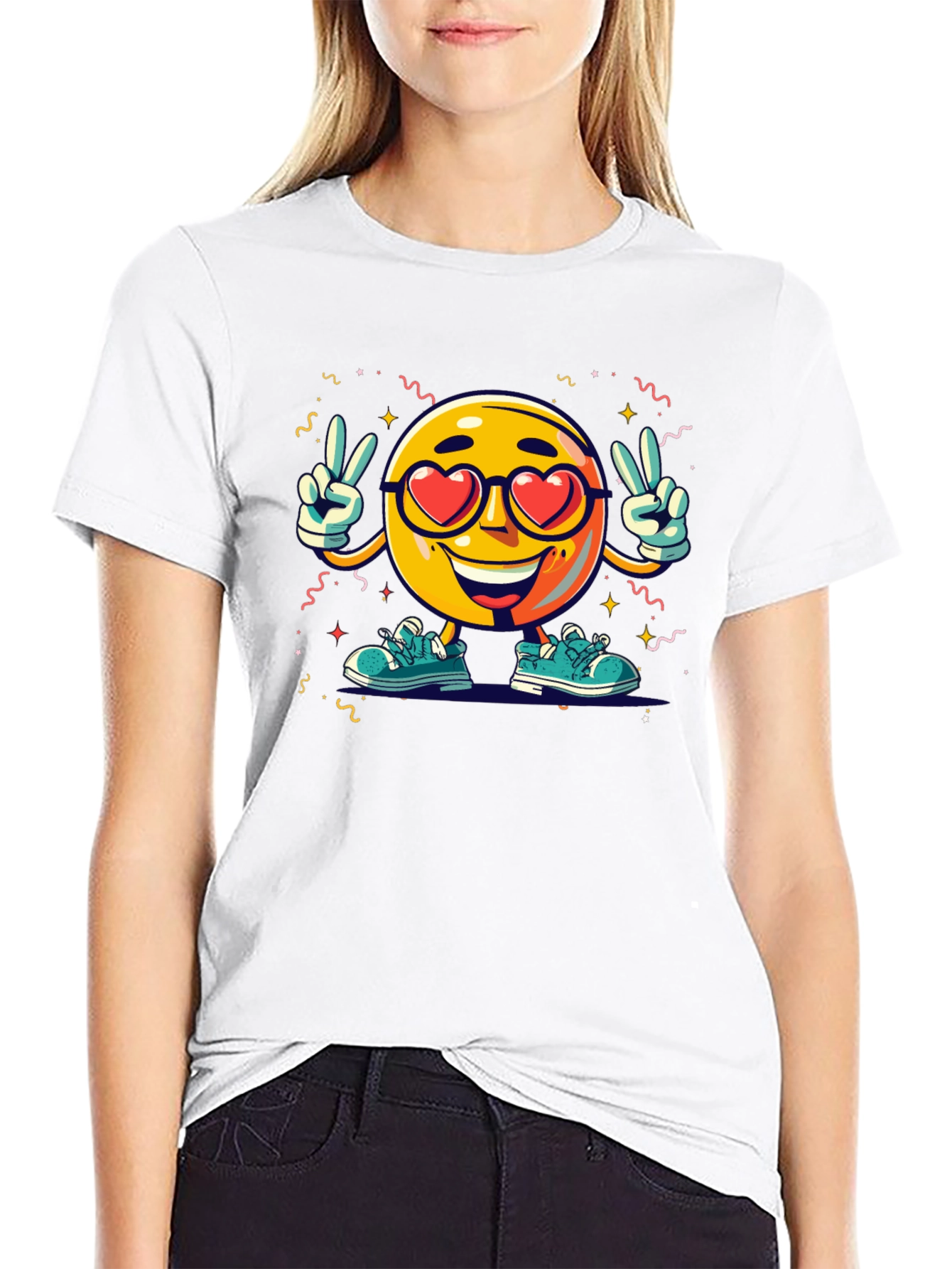 Black Emoji Love T-Shirt: Fun & Unique Design view 9