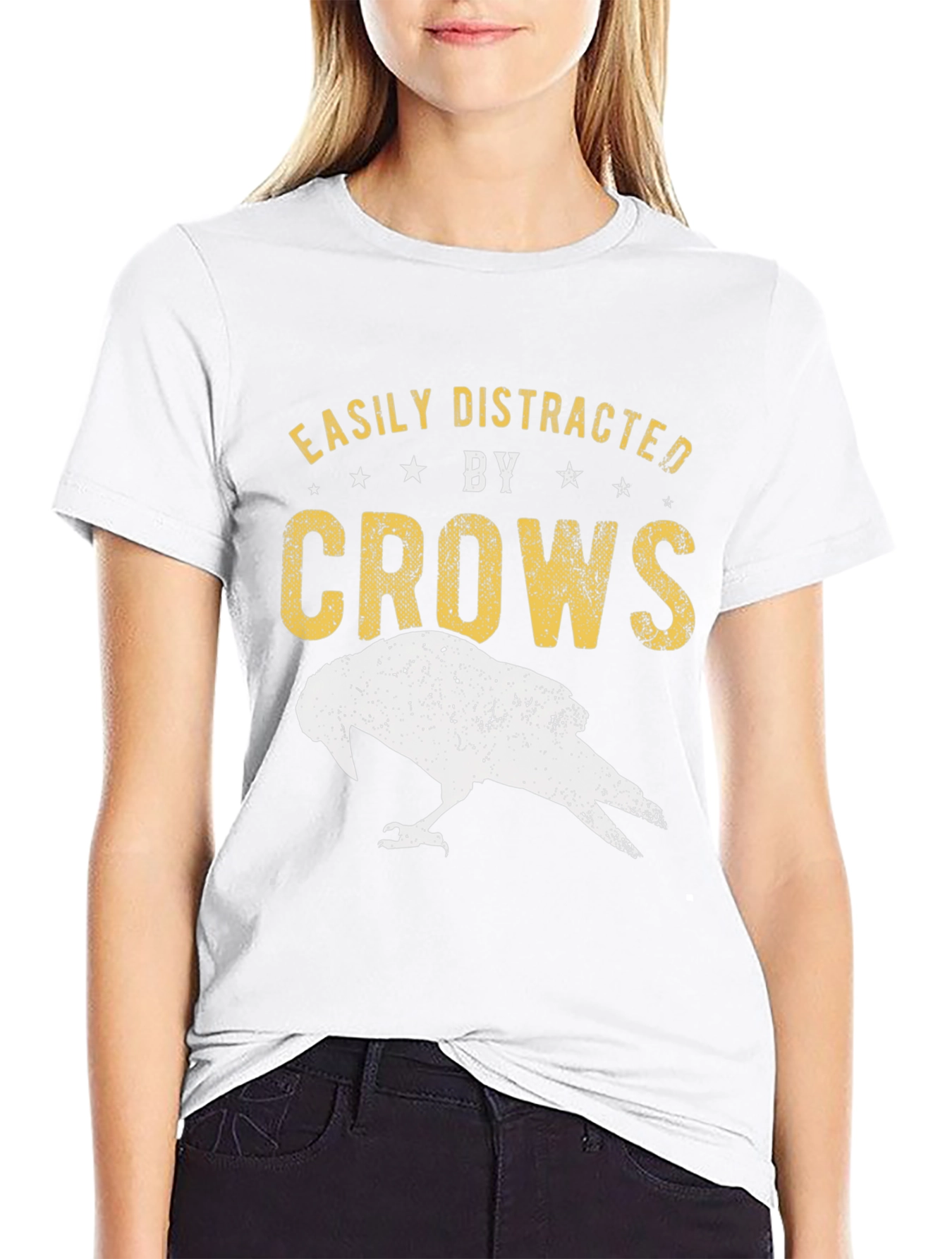 Black Easily Distracted by Crows Graphic Tee view 9