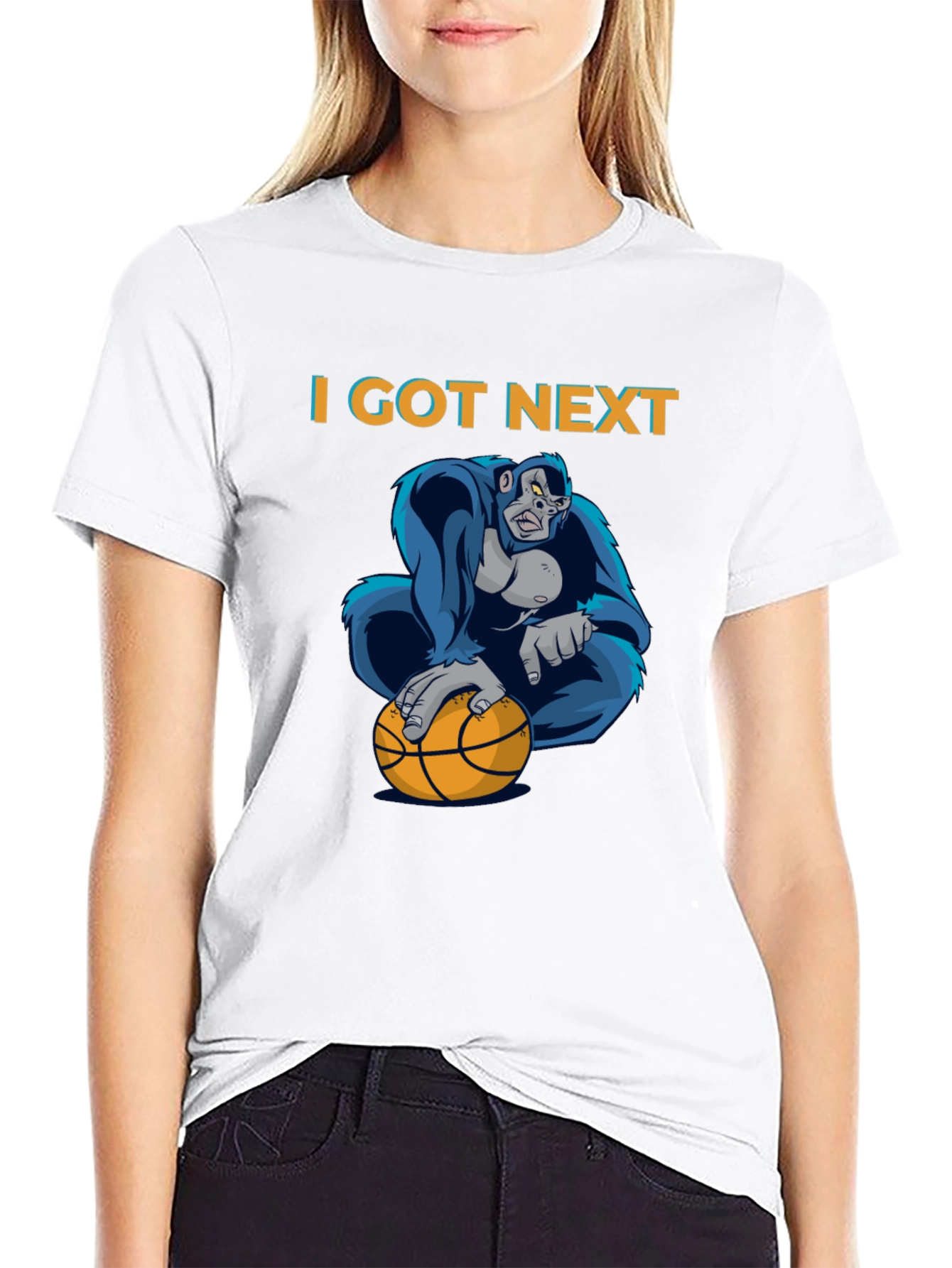 Black I Got Next Gorilla Basketball Graphic T-Shirt view 9