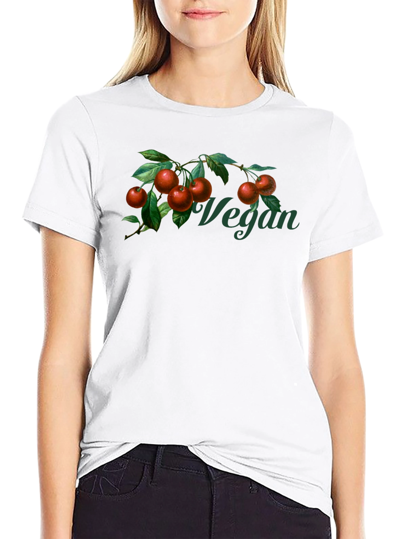 Black Vegan Cherry Branch Graphic T-Shirt - Unisex view 9