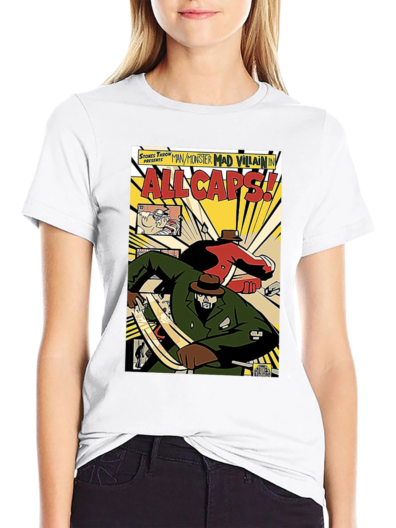 Black All Caps Comic Book T-Shirt view 9